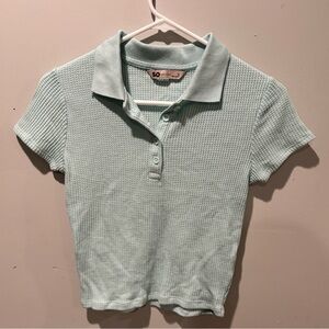 SO Women’s Ribbed Knit Cropped Shirt with Collar